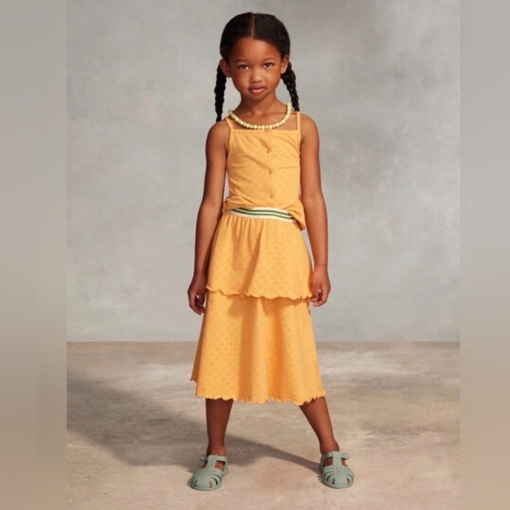 The Sunday Collective Girls Ruffle Tiered Skirt NEW Size 12-13 years Apricot Tan